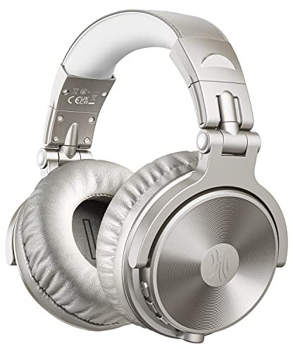 OneOdio Casque Bluetooth sans Fil 110h et Mode Filaire, Casque Audio avec Micro, Hi-RES Audio, Coussinets en Protéines Douces, Extra Basses, Confortable Léger Pliable Studio Wireless Pro-C Argent
