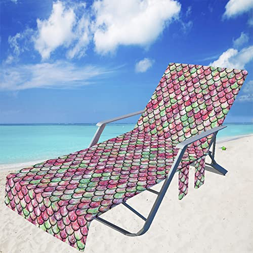 Highdi Schonbezug Liegestuhlauflage, 3D Schonbezug für Gartenliege, Strandliegenauflage mit Taschen, Mikrofaser Handtücher für Strandliegen Liegestuhl (Pflaumenfarbe,75x210cm)