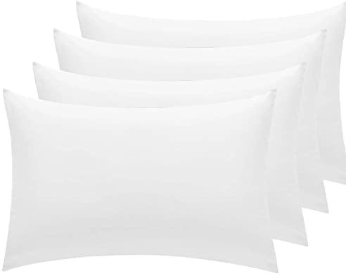 Linens World Pillow Cases 4 pack - Egyptian Cotton 200 Thread Count Pillow Cases/Pillow Protectors, Hotel Quality Fabric & Wrinkle free pillows Cover Pack of 4 (Standard 50x75 cm, White)