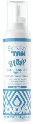 Skinny Tan Self Tanning Whip Medium - Instant Fake Tan for Streak Free, Radiant & Natural Glow, Cruelty-Free, Paraben Free & Vegan Skincare with Coconut & Vanilla Aroma - Medium Self Tan, 150ml