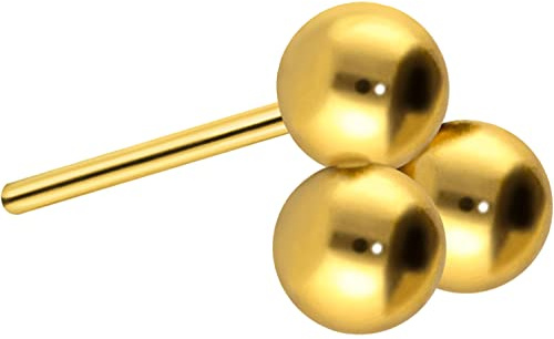 PIERCINGLINE Titan Labret Aufsatz mit Push Pin 3 KUGELN OHNE Labret Stecker Piercing Ohr Conch Tragus Lippe Nase Medusa Farbauswahl