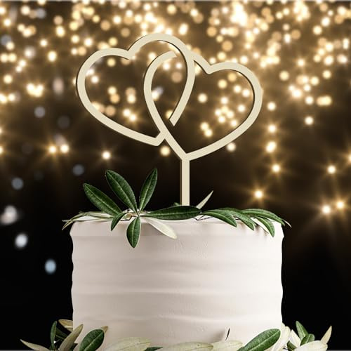 UTEFIF Cake Topper Herz aus Holz,Kuchendekoration
