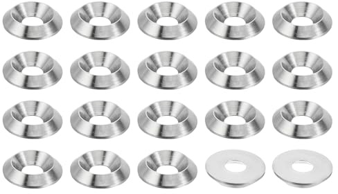 PATIKIL M6 Finition Fraisée Rondelle, 20pcs 18mm Dia. 3.5mm Grand 304 Inox Acier Finition Tasse Rondelle Vis Boulon Tête Joint pour Industriel Construction