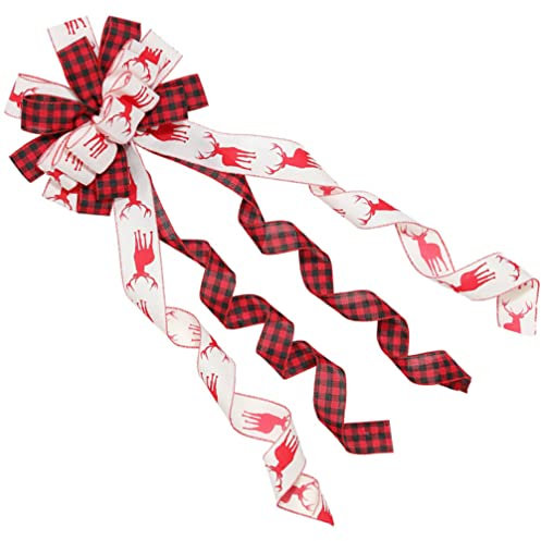 Weihnachtsdekoration, Weihnachtsbaumspitze, Schleife, Weihnachtsbaumspitze, Schleife, Sackleinen, Rentierband, Schleifen mit Luftschlange, Schleife, Geschenkbox, Dekorati