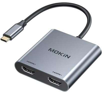 MOKiN USB C to Dual HDMI Adapter, 2 IN 1 Dual HDMI Monitor Adapter 4K@60Hz,USB C Hub to 2 HDMI Splitter Dual Monitors for MacBook/Chromebook Pixel/Lenovo/Surface