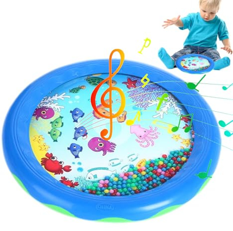 Uozonit Tambour à Percussion, Tambour Marine Wave, Percussion pour Instruments de Musique éducatifs, Tambour de mer Graphique Animal, Tambour Douceur Sea Son Musical pour Bébé Kid Enfant