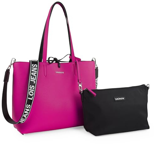 Lois - Bolso Shopper Mujer Espacioso y Elegante Bolso Hombro Mujer Casual Moderno. Shopper para Oficina Diario y Viajes Ideal, Fucsia
