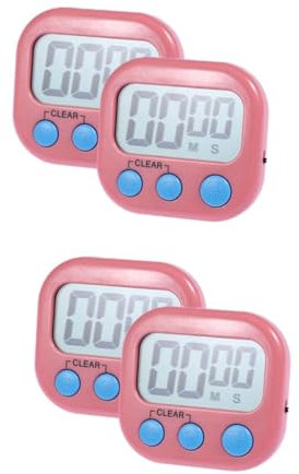 IMIKEYA 4pcs Digital Kitchen Timer Screen Cooking Timer Magnetic Ultra Thin Lab Timing Device Loud Alarm No Battery