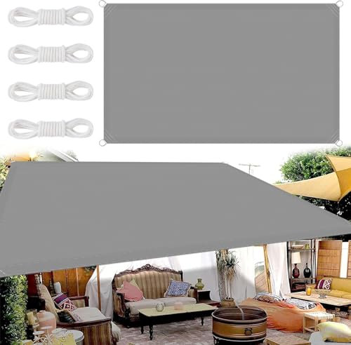 Sonnenschutz Sunsegel 3 x 5 m Wasserdicht Markisenstoff Markise 98% Uv-Schut Wetterschutz mit Seil für Draußen Patio Terrasse Camping, Hellgrau