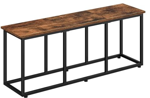 HOOBRO Taburete de Comedor de 120 cm, Banco de Consola, Estilo Industrial, para Cambiar Zapatos, Reposapiés de Cama, Fácil de Montar, para Cocina, Entrada, Marrón Rústico y Negro EBF45CD01