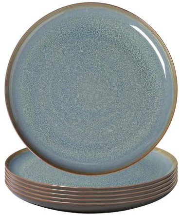 Villeroy & Boch like. by Crafted Breeze Speiseteller 6er Set, Teller mit Reaktivglasur, Premium Porzellan, Graublau