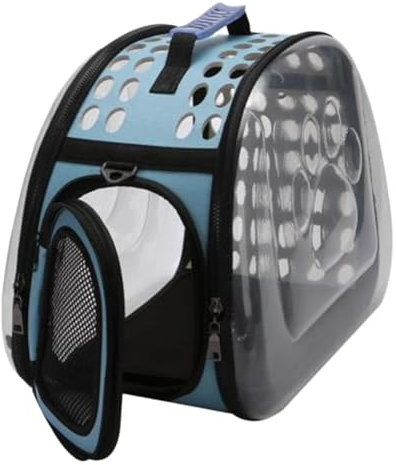 RUVOO Katzenbox Transporttasche Katze Tragbare, Faltbare Haustier-Hunde- Und Katzen-Umhängetasche, Transparente Transportbox Für Katzen Und Hunde Transportbox Katze(Color:Blue,Size:36 * 20 * 20cm)