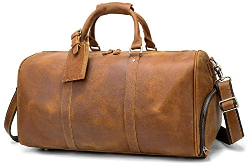 QTANZIQI Herren-Reisetasche, Leder-Seesäcke für Herren, Sport-Seesack, Sport-Seesack, Kabinen-Reisetasche, braun, Einheitsgröße