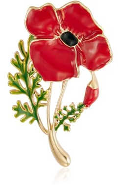 QUKE Mohnblumen-Brosche, Anstecknadel, Zirkonia, Kristall, Strass, Blume, Anstecknadel, Brosche für Damen