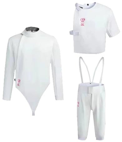 WRYSQBHJYB 3-teiliger Fechtanzug 450N für Linkshänder, Weste/Hose/Jacke, Fechtschutzuniform, Fechtausrüstung, Trainingsschutz(46#)