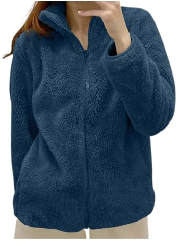 Fleece Winter Jackets for Women UK Warm Soft Fluffy Coats Causal Solid Color Long Sleeve Full Zip Jacket Elegant Callor Lapel Cardigans Ladies Teddy Fleece Outwear Gifts for Daily Holiday