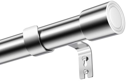 Vorhangstange Ausziehbar Gardinenstange 3m Curtain Rod aus Edelstahl Verstellbare Gardinen Stangen Schwarz mit Kappenknäufen für Schlafzimmer, Esszimmer, 109-435CM