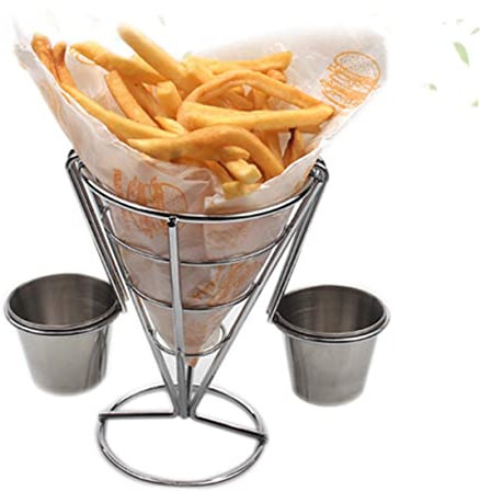 Cabilock Cesta Cónica De Hierro Galvanizado para Papas Fritas Soporte para Frito para Eventos