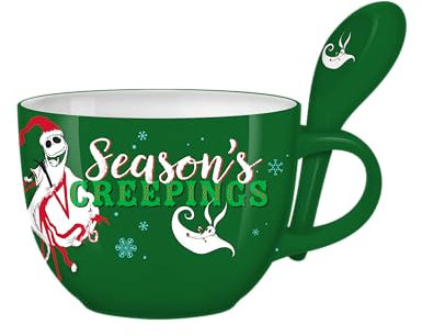 Silver Buffalo Nightmare Before Xmas - Taza de sopa de cerámica con cuchara, diseño de Jack Seasons Creeping