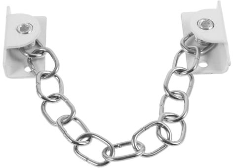 HOUDERCO Window Chain Lock Stainless Steel Safety Chain Lock Removable Window Limiter Cold Rolled Steel 23.5cm White for Home Security and Anti-Theft