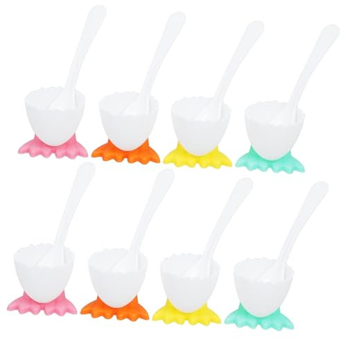 Gatuida 8ensemble Coquetiers Vintage pour Oeufs Durs Et Mollets Cuillères Colorées pour Décorations De Pâques Et Printanières
