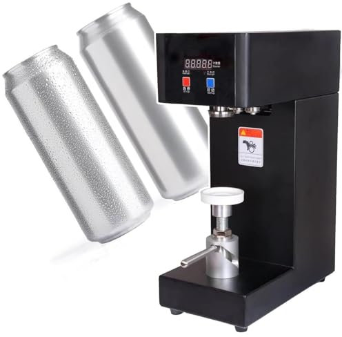 180W Electric Can Sealing Machine with Counter & LCD Display, 2.17'' Dia 5.51''-8.27'' Height Adjustable Soda Can Seamer Machine for Plastic Aluminum Cans, Tin Can Sealer Machine,Black-220V