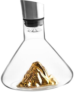 FUNNETOYU 1pezzi Decanter Vino Trasparente Con Design Artistico Accessorio Elegante Per Ristoranti Bar e Famiglie Rende Vino Silky e