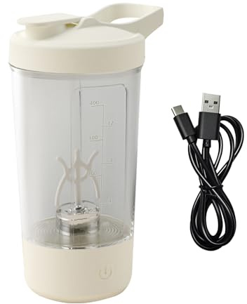 Shaker Cup - Botella de gimnasio recargable de 450 ml, resistente a derrames, con funcionamiento de un toque para culturismo, nutrición y reemplazo de comidas