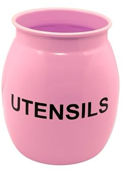 Nobel Barrel Shaped Utensil Holder & Organiser, Sturdy Cutlery Holder , Storage Container, Spoon Holder (PINK)