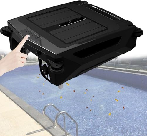 Robot limpiador de superficies de piscina con energía solar/recargable con modo de carga dual, limpiador de piscina robótico inalámbrico, cesta de skimmer de piscina de 3.4L, giro automático