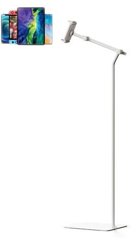 TRUNXUCL Support Tablette sur Pied, Support Liseuse, Pied pour Téléphone, Tablette Stand Convient Aux Appareils Électroniques de 4.7~12.9 inches(White)