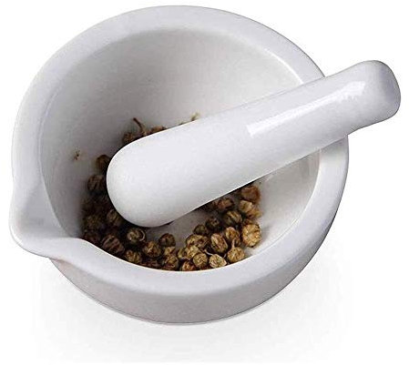 ZJFHEYUO Juego de mortero y Maja - Juego de mortero y Maja - Esmalte de Porcelana Blanca y mortero triturador de Mano, Gran Regalo para Cocineros y Amantes de la Comida Incluye an