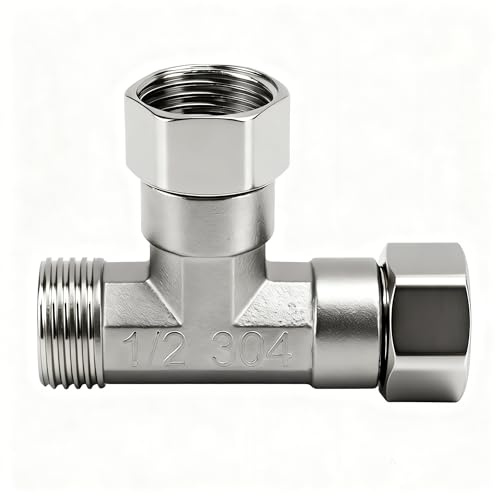 Conector Tubería 3 Vías Acero Inoxidable 304 Adaptador Fontanería 2 Rosca Hembra 1 Rosca Macho Accesorio Tubería T 1/2 Pulgada para Agua Aire