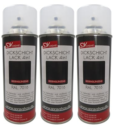 SDV Chemie Dickschicht Lackspray RAL 7016 anthrazitgrau glänzend 3x 400ml