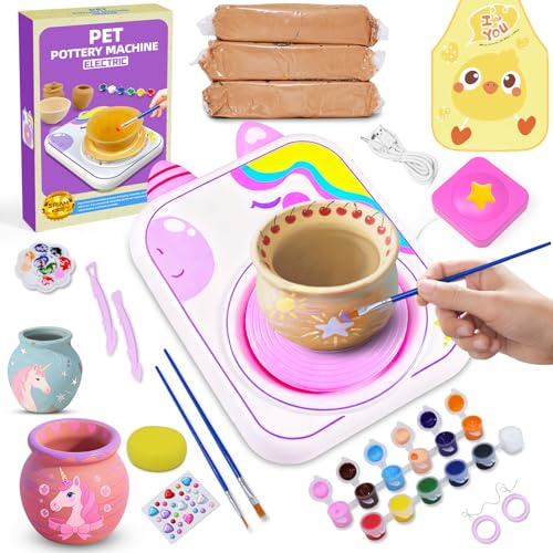 weirtoya Töpferset für kinder,Töpferscheibe Elektrisch für Kinder,Kreatives Bastel, Kinders-Bastel,Bastelset Kinders ab 6 7 8 9 10 11 12 Jahre, Geeignet al