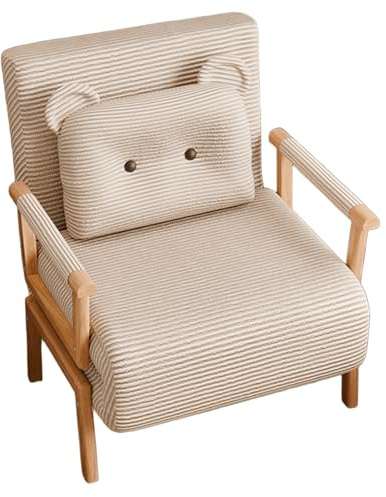 Sillon Cama 1 Plaza Plegable 3 en 1 Ergonómico Panas Sillón Convertible Respaldo Ajustable en 6 Posiciones Cama de Invitados con Almohada de Oso para Dormitorio, Salón y Oficina(Khaki,190*68*29cm)