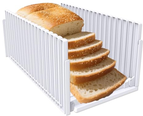 Bread Slicer for Homemade Breads , Adjustable Thickness Slicing Guide , Foldable Portable Bread Cutter Suitability for Homemade Breads, Bagel ,Cakes - Kitchen Gadget, Baking Tool ,Gifts for Mom Dad