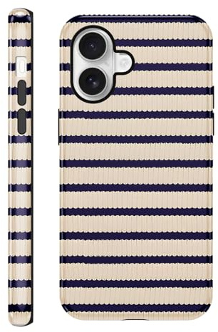 Yirlbey Randigt fodral för iPhone 16 Plus 6,7 tum, Aesthetic Stripes Stripes Randig design mönster stötsäker silikon baksida skyddande fodral för kvinnor flickor för iPhone 16 Plus, band