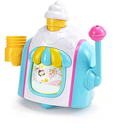 Bath Machine Foam Maker Pretend Cake Play Set Educational Water Bathtub Ice Toys For Toddlers Kids Learning Development (Blue, 8 23 23cm)