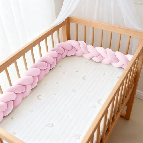 Aocase Handmade Braided Knot Pillow Bed Guard Rail, Soft Cotton Cushion Side Protector for Bed Surrounds, Breathable All-Round Protection for Kids & Adults Room Decor,N07,300cm