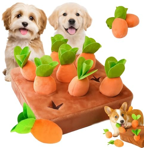 Hundespielzeug Intelligenz mit 9 StüCk Karotten, Interaktives Plüsch Karotte Schnüffelteppich Hundespielzeug, für Kleine Mittelgroße Große Ältere Hunde Mentale Stimulation Ihres Hundes (B, One Size)