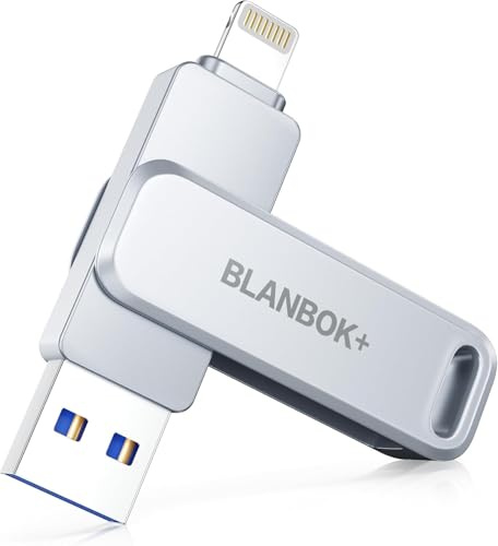 BLANBOK+ 512GB Chiavetta USB per iPhone, MFi Certified, Chiavetta USB con Adattatore Type-C Memoria fotografica Memoria esterna per iPhone/iPad/Android/PC