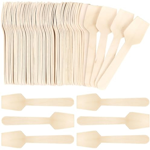 2000 Pack Disposable Wooden Spoons, Mini Birchwood Tasting Spoons | 9.5cm Compact Size; Biodegradable Birchwood; Smooth Splinter-Free Finish; Ideal for Ice Cream, Parties & Craft Projects