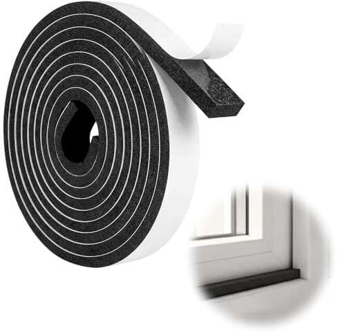 2 Rolls of Self-Adhesive Foam Seal Tape, 15mm Wide x 5mm Thick, Effective Foam Tape for Door Insulation Strip, Windows (5M)