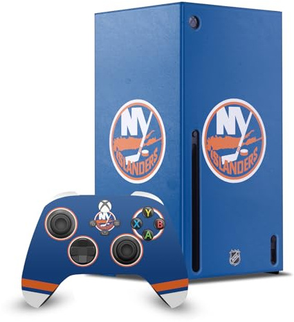Head Case Designs Offizielle NHL Einfach New York Islanders Spielekonsolen Wickeln Und Gamecontroller-Häute Im Paket kompatibel mit Xbox Series X