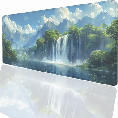 Tappetino per Mouse XXL 1500x800x3mm Tappetino Mouse Gaming Grande, Mousepad con Base in Gomma Antiscivolo, Tappeto per Tavolo da Gaming per Mouse e Tastiera, Accessori PC Blu Montagna LMDT12514