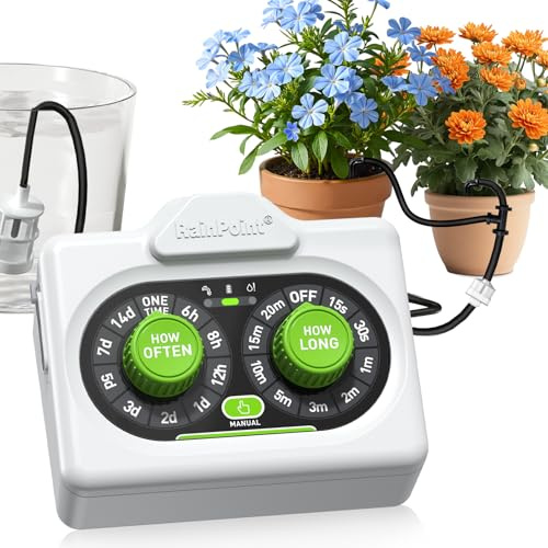 RAINPOINT Sistema de Riego Automático, Kit de Riego por Goteo Automático con Opciones Automática y Manual, para Balcón e Interior, Configuración Sencilla, Hasta 15 Plantas