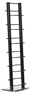 DESIGN CD STÄNDER CD REGAL LOUNGE TOWER schwarz 92cm aus Metall und Glas Aufbewahrung für ca 85 CDs