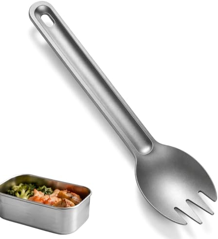 Titanium Spork Long Handle Camping Spoon - Lightweight Portable Cutlery for Outdoor Hiking Backpacking Picnic and Home Kitchen Use Durable Travel Utensil