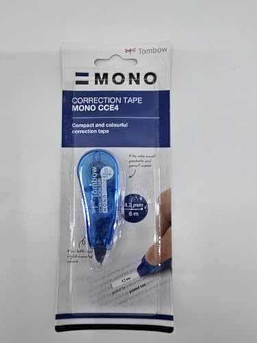 Tombow CT-CCE4-BE Mini-Korrekturroller, mittiges Abrollen, 4.2 mm x 6 m, geblistert, transparent blau